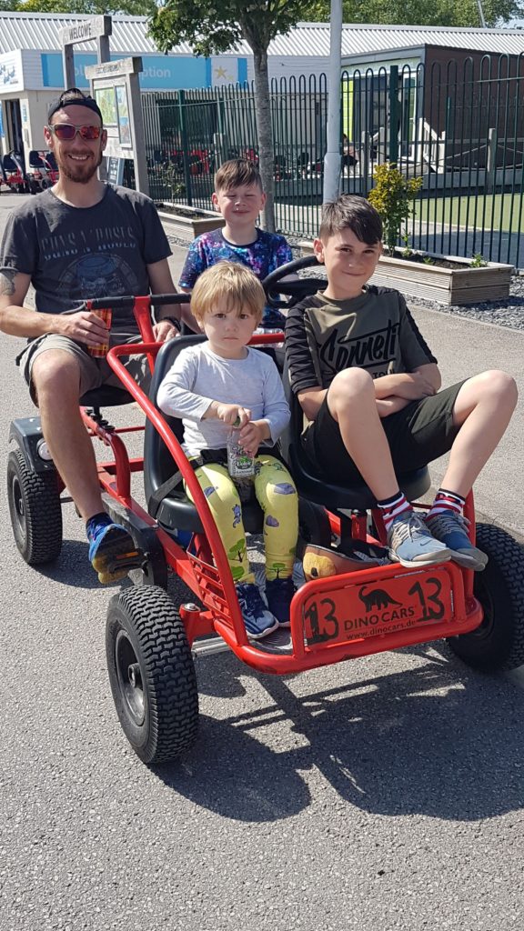 family on a go cart