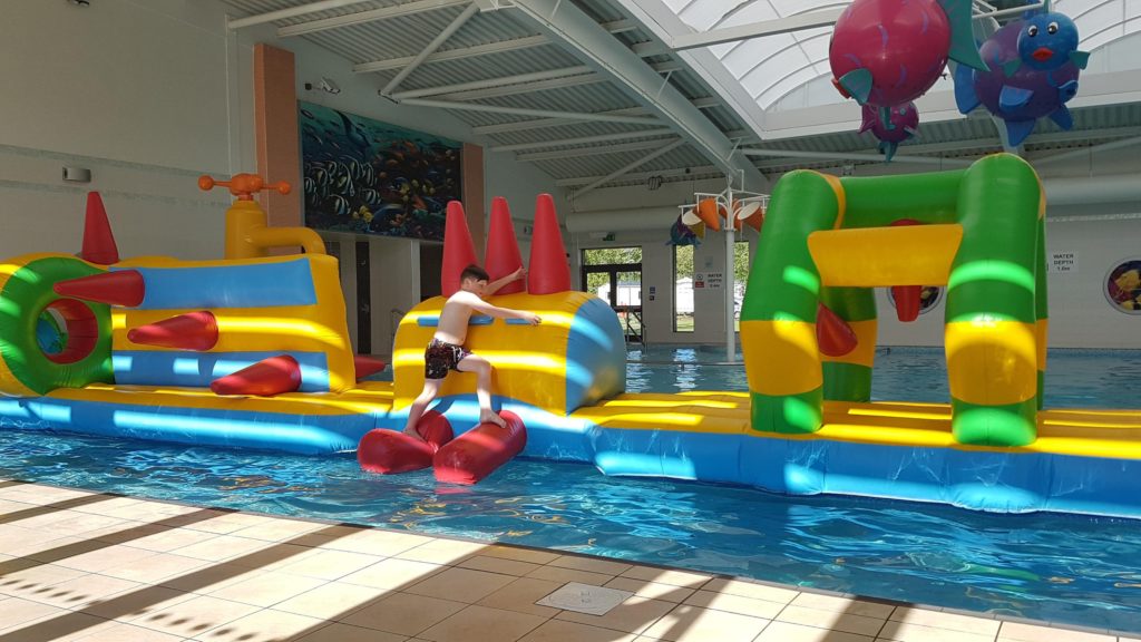 bouncy castle in a pool